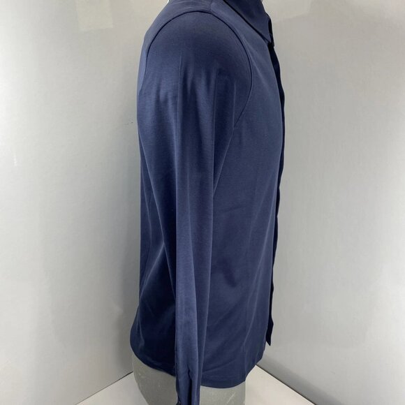 Icon Amsterdam Men’s The Luxe Button-Up Shirt Size M Navy Blue — Slim Fit - Picture 5 of 8